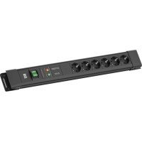 Bachmann CONNECTUS 6xCEE7/3, 1xGVS 1xSchalter 2,0m CEE7/7 Schwarz