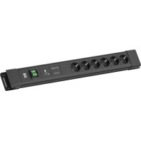 Bachmann CONNECTUS 6xCEE7/3, 1xGVS-Plus 1xSchalter 2,0m CEE7/7 Schwarz