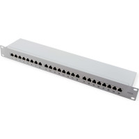 Value Cat.6A (Class EA) 19" Patch Panel, 24 Ports, shielded, grey