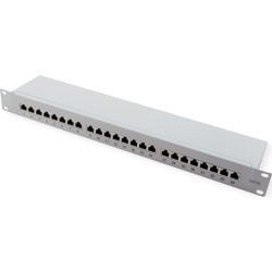 Value Cat.6A (Class EA) 19" Patch Panel, 24 Ports, shielded, grey