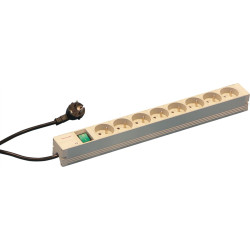 Schroff Socket Strip, UTE, 8 Sockets, 19", With Switch, UTE version