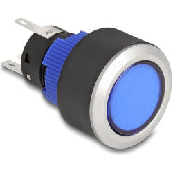 Delock Push Button protruding for Installation 22 mm 5 x solder connection actuator flat plastic LED blue