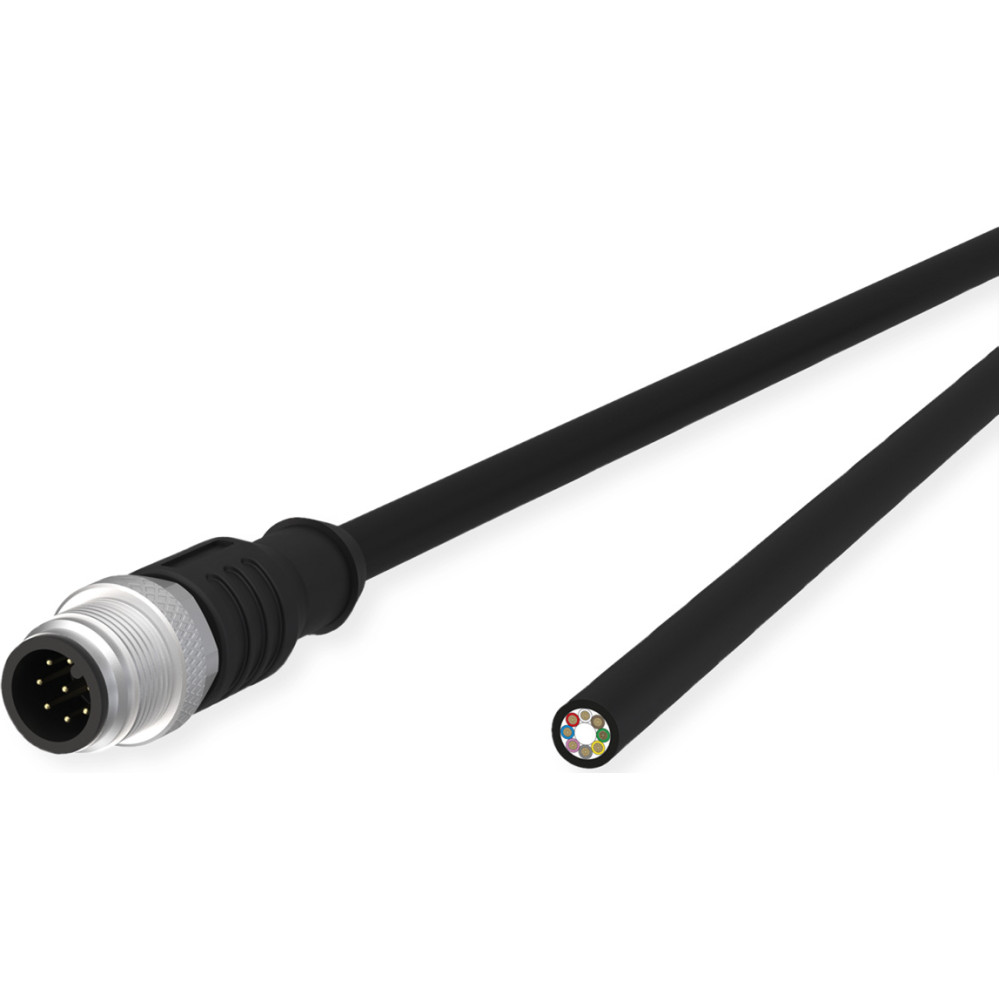 Metz Connect Sensor-/Aktorltg., M12-ST A-kodiert, gerade-freies Ende, ungeschirmt, 8polig, PUR, schwarz, 2 m
