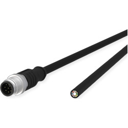 Metz Connect Sensor-/Aktorltg., M12-ST A-kodiert, gerade-freies Ende, ungeschirmt, 8polig, PUR, schwarz, 2 m