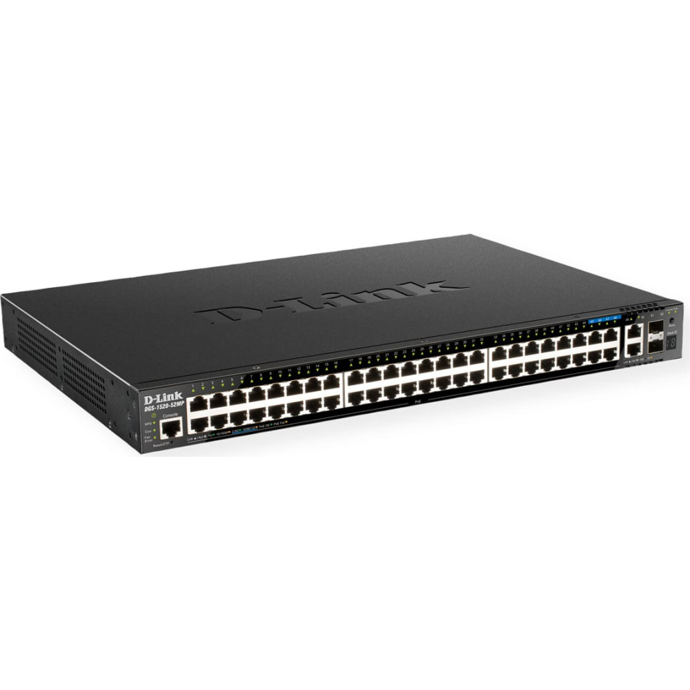 D-Link DGS-1520-52MP Vadīts L3 Gigabit Ethernet (10/100/1000) Power over Ethernet (PoE) 1U Melns