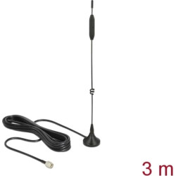 Delock LTE / GSM / UMTS Antenna SMA plug 5 dBi omnidirectional with magnetic base and connection cable (RG-174, 3 m) outdoor bla