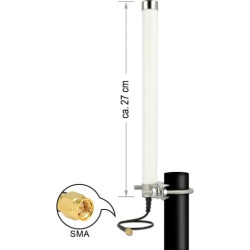 Delock LTE Antenna SMA 2.5 - 6 dBi omnidirectional fixed pole mount white outdoor