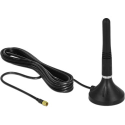 Delock LTE Antenna SMA plug 2 - 3 dBi 11 cm fixed omnidirectional with magnetic base and connection cable RG-174 A/U 3 m outdoor black