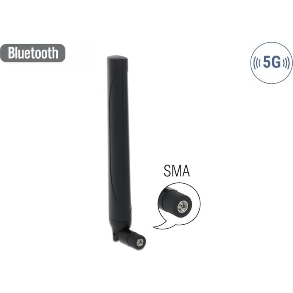 Delock 5G LTE Antenna SMA plug -0.5 - 2.3 dBi omnidirectional with tilt joint black