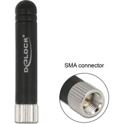 Delock ISM 433 MHz Antenna SMA plug -0.5 dBi omnidirectional flexible black