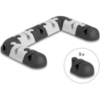 Delock Cable holder self-adhesive modular set 9 pieces black / grey