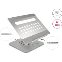 Delock Tablet and Laptop Stand with built in Docking Station 4K - HDMI / Card Reader / Hub / PD 3.0 90 W - 360° rotateable