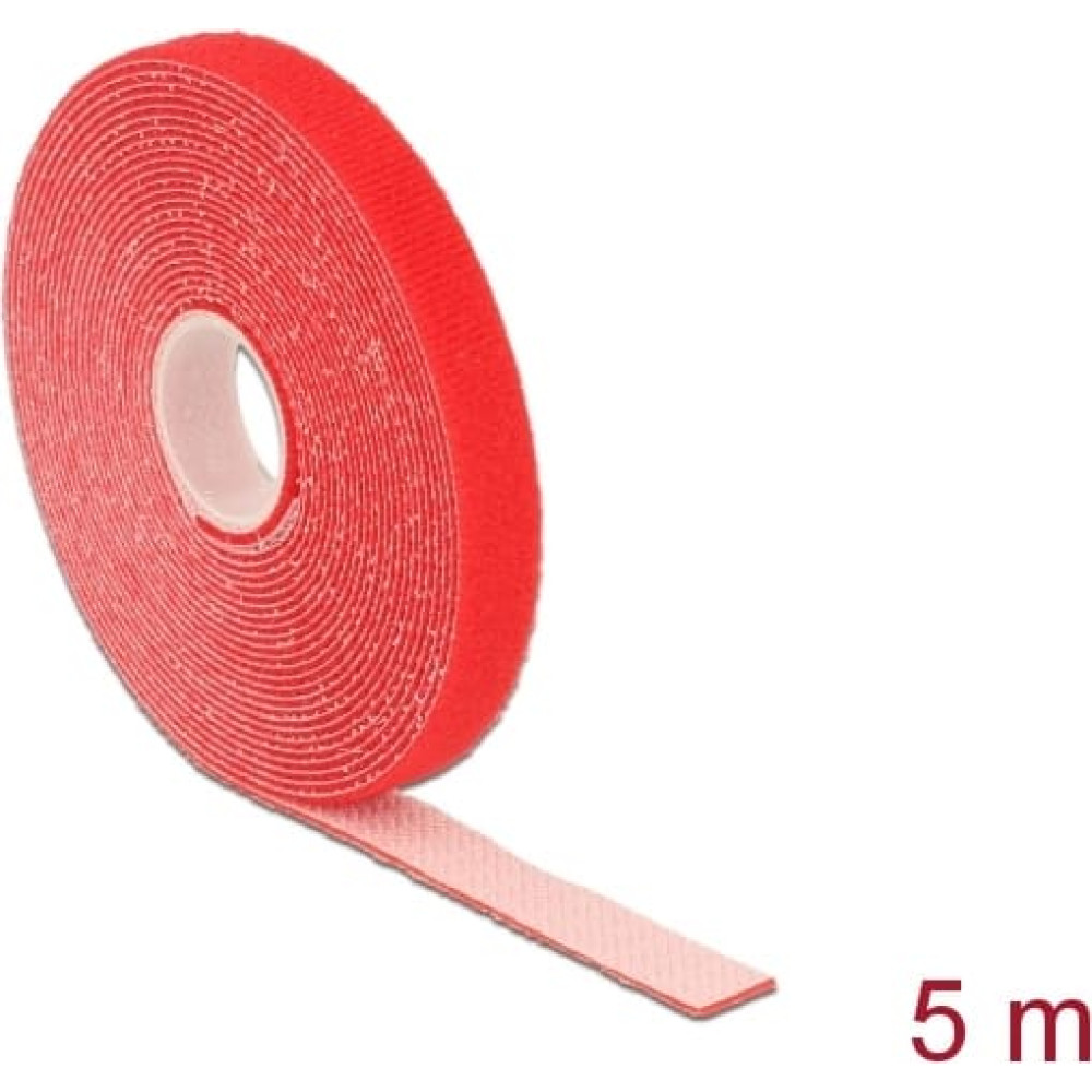 Delock Hook-and-loop tape on roll L 5 m x W 13 mm red