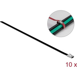 Delock Stainless Steel Cable Ties L 400 x W 4.6 mm black 10 pieces