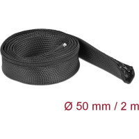 Delock Braided Sleeve with zip fastener heat-resistant 2 m x 50 mm black