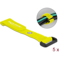 Delock Hook-and-loop cable tie with Loop and Fastening Eyelet L 150 x W 20 mm yellow 5 pieces