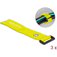 Delock Hook-and-loop cable tie with Loop and Fastening Eyelet L 280 x W 38 mm yellow 3 pieces