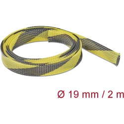 Delock Braided Sleeve stretchable 2 m x 19 mm black-yellow