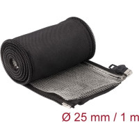 Delock EMI Shielding braided sleeve with zip heat resistant 1 m x 25 mm black