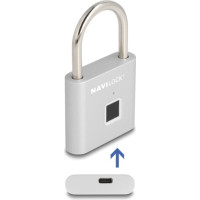 Navilock Padlock with fingerprint 75 x 45 x 13 mm silver