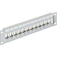 Delock 10″ Keystone Patch Panel 12 Port metal grey