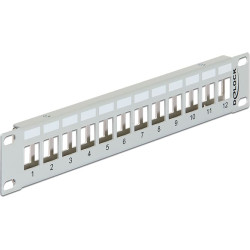 Delock 10″ Keystone Patch Panel 12 Port metal grey