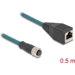 Delock M12 Adapter Cable A-coded 8 pin female to RJ45 female 50 cm