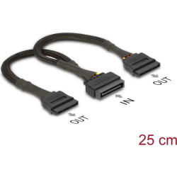 Delock SATA Power Cable 15 pin female  2 x SATA 15 pin male 25 cm