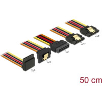 Delock Cable SATA 15 pin power plug with latching function > SATA 15 pin power receptacle 2 x straight / 1 x down / 1 x up 50 cm