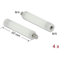Delock Standoff M5 x M4, hexagon, inside / outside, 50 mm natural 4 pcs