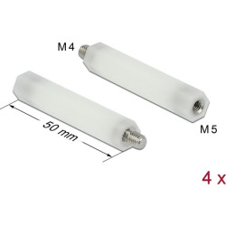 Delock Standoff M5 x M4, hexagon, inside / outside, 50 mm natural 4 pcs