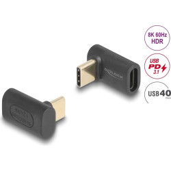 Delock Adapter USB 40 Gbps USB Type-C™ PD 3.1 240 W Stecker zu Buchse gewinkelt 8K 60 Hz