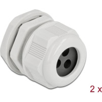 Delock Cable Gland PG21 for round cable with three cable entries grey 2 pieces