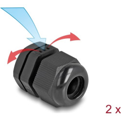 Delock Cable Gland M16 with ventilation IP68 dust and waterproof black 2 pieces