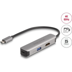 Delock USB Type-C™ Adapter to HDMI 4K 60 Hz with USB Type-A and USB Type-C™ Data + PD 92 W