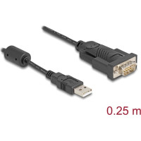 Delock Adapter USB 2.0 Type-A to 1 x Serial RS-232 D-Sub 9 pin male with ferrite core 0.25 m