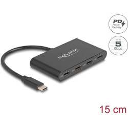Delock USB 3.2 Gen 1 USB Type-C™ Hub with 3 x USB Type-C™ female + 1 x USB Type-C™ PD 100 Watt