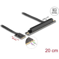 Delock M.2 Key A+E to PCIe x16 NVMe Adapter angled with 20 cm cable