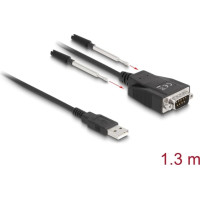 Delock Adapter USB 2.0 Type-A male to 1 x Serial RS-232 D-Sub 9 male with screws and nuts ESD protection