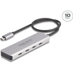 Delock USB 10 Gbps USB Type-C™ Hub with 4 x USB Type-C™ female with 35 cm connection cable