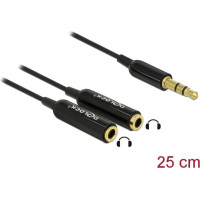 Delock Cable audio splitter stereo jack male 3.5 mm 3 pin > 2 x stereo jack female 3.5 mm 3 pin 25 cm