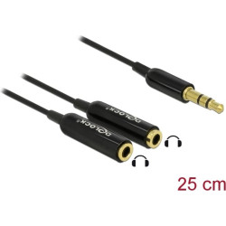 Delock Cable audio splitter stereo jack male 3.5 mm 3 pin  2 x stereo jack female 3.5 mm 3 pin 25 cm