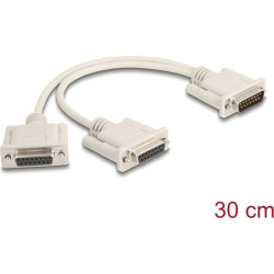 Delock Adapter Y-Cable Splitter D-Sub 15 pin male to 2 x D-Sub 15 pin female with screws 30 cm
