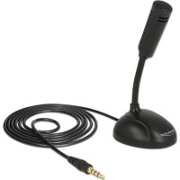 Delock Condenser Microphone Omni-Directional for Smartphone / Tablet with gooseneck 3.5 mm 4 pin stereo jack male + 3.5 mm stereo jack female