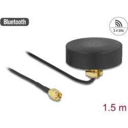 Delock WLAN 802.11 b/g/n Antenna RP-SMA plug 2 dBi fixed omnidirectional with connection cable RG-174 1.5 m outdoor black