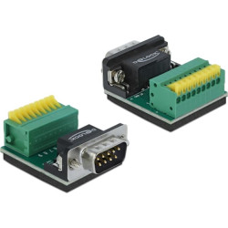 Delock Adapter Sub-D 9 pin male to Terminal Block 9 pin with Push Button