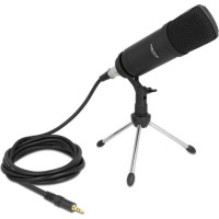 Delock Professional Computer Podcasting Microphone with XLR connector and 3 pin stereo jack male + adapter cable for Smartphone and Tablet