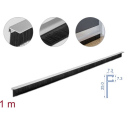 Delock Brush strip 40 mm with aluminium profile angled - length 1 m