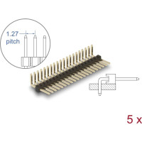 Delock Pin header 20 pin, pitch 1.27 mm, 1-row, angled, 5 pieces