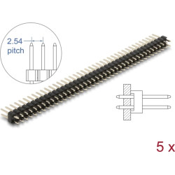Delock Pin header 40 pin, pitch 2.54 mm, 2-row, straight, 5 pieces